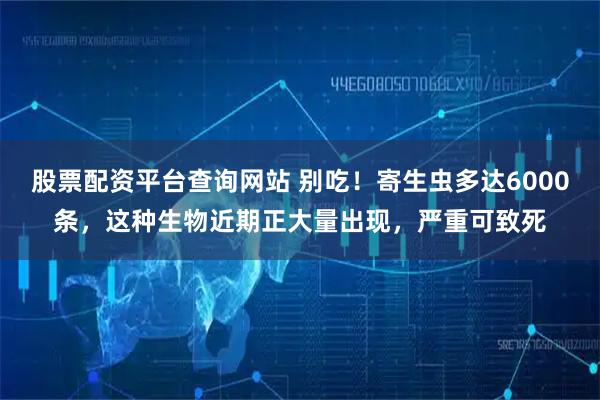 股票配资平台查询网站 别吃！寄生虫多达6000条，这种生物近期正大量出现，严重可致死